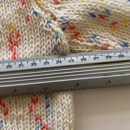 3-6M cream pastel rainbow fleck hand-knitted cardigan