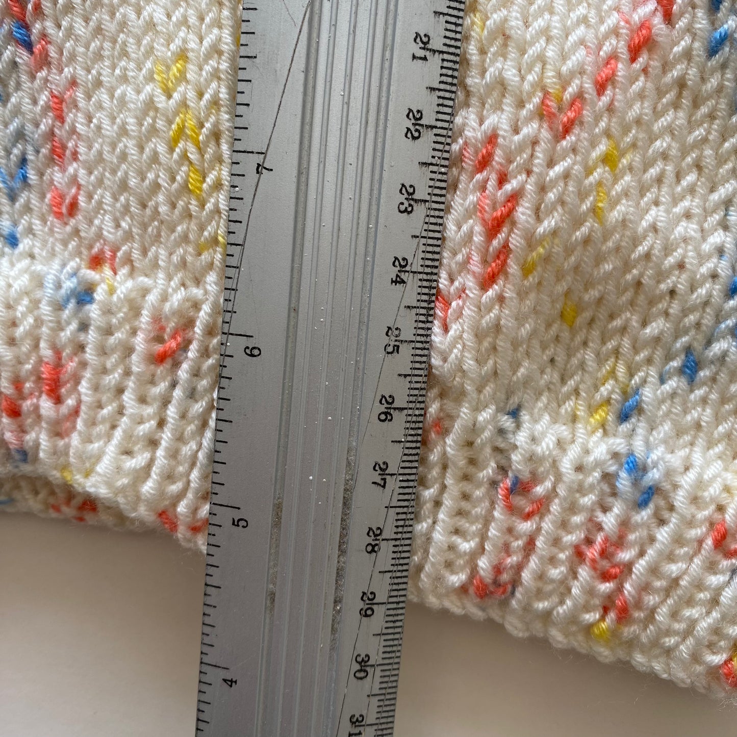 3-6M cream pastel rainbow fleck hand-knitted cardigan