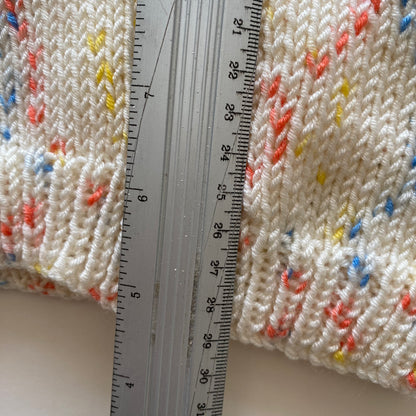 3-6M cream pastel rainbow fleck hand-knitted cardigan