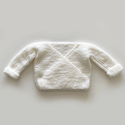 0-3M cream wrap hand-knitted cardigan