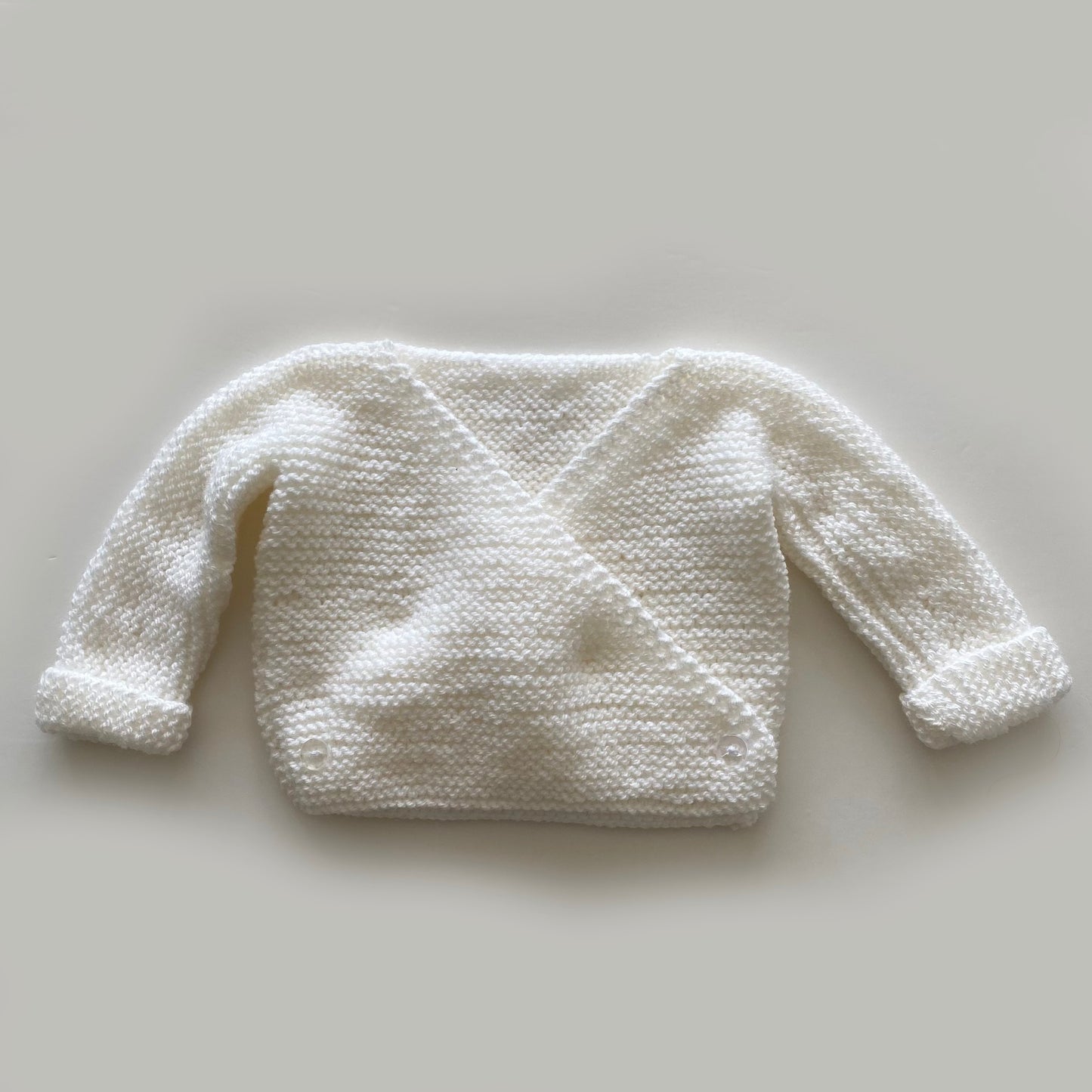 0-3M cream wrap hand-knitted cardigan