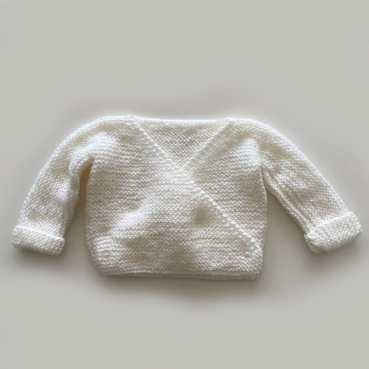 3-6M cream wrap hand-knitted cardigan