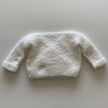 0-3M cream wrap hand-knitted cardigan