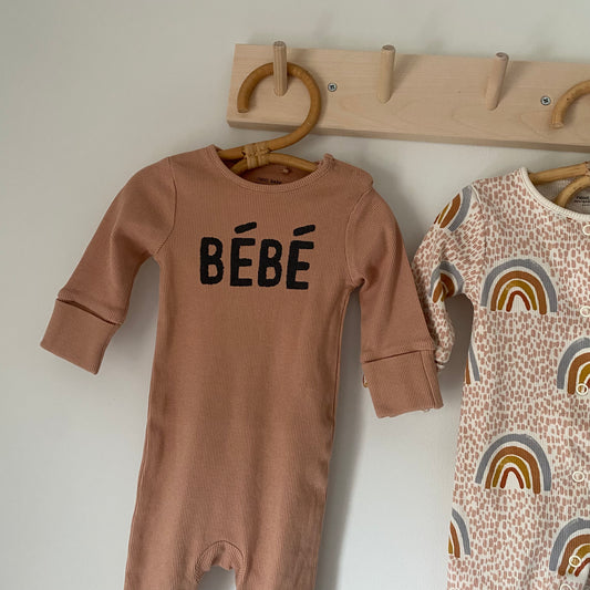 0-3M Next ribbed sleepsuits - rainbow and Bebe