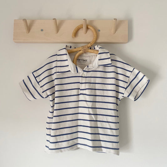 12-18M John Lewis navy stripe collared polo shirt