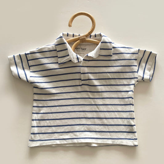 12-18M John Lewis navy stripe collared polo shirt