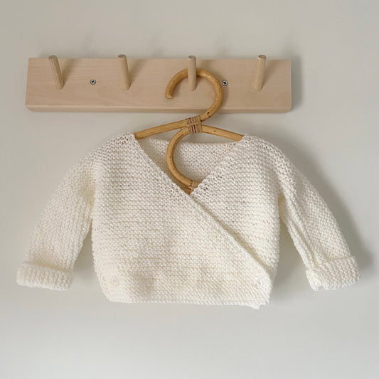 3-6M cream wrap hand-knitted cardigan
