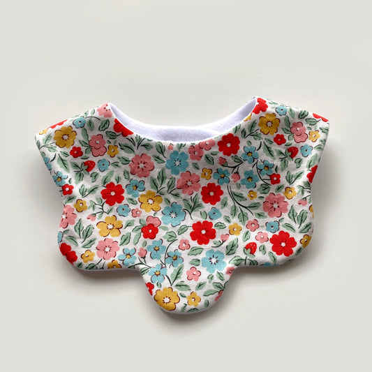 Rainbow floral scallop bib
