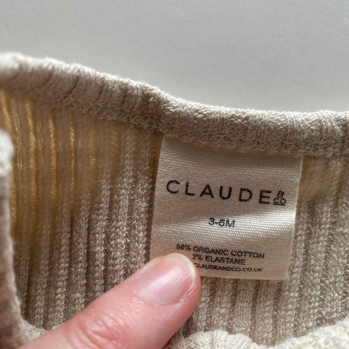 3-6M Claude & Co Milking it oat ribbed onesie