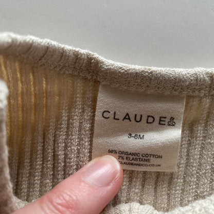 3-6M Claude & Co Milking it oat ribbed onesie