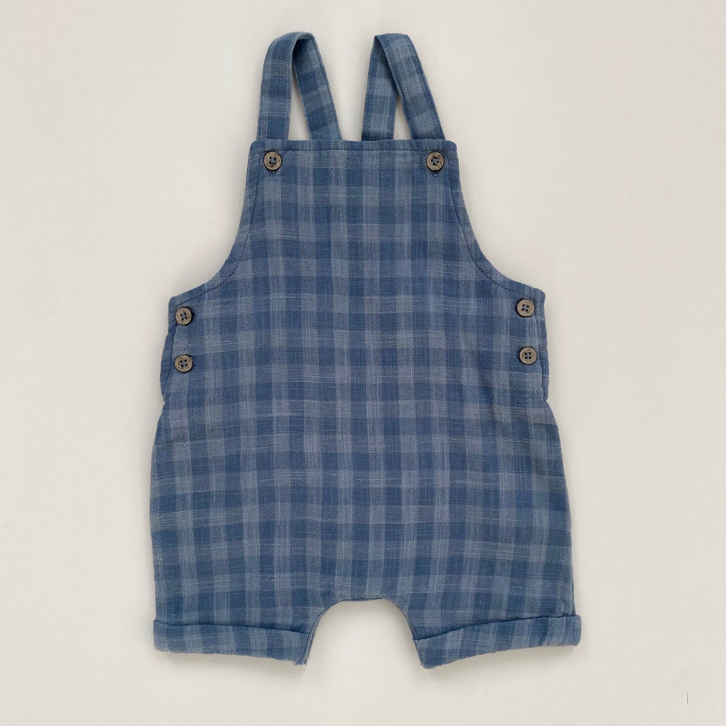 0-1M Next blue gingham short dungarees