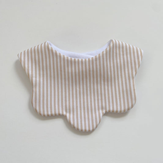Beige stripe scallop bib