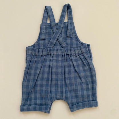 0-1M Next blue gingham short dungarees
