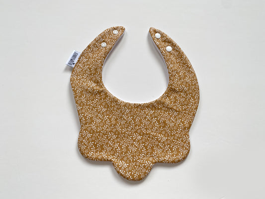 Mustard ditsy scallop bib