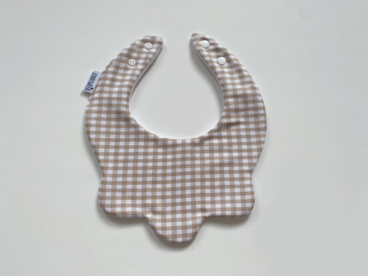 Beige gingham scallop bib