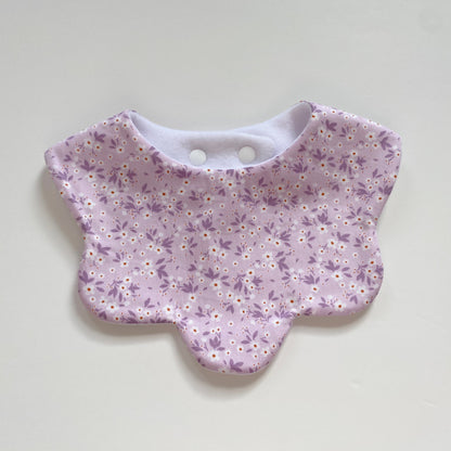 Lilac ditsy floral scallop bib