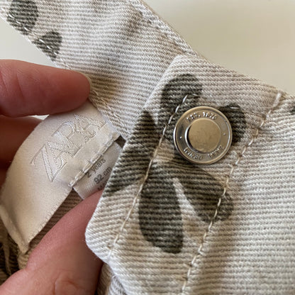 18-24M Zara beige khaki floral wide leg denim dungarees