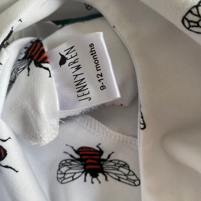 9-12M white bee short romper