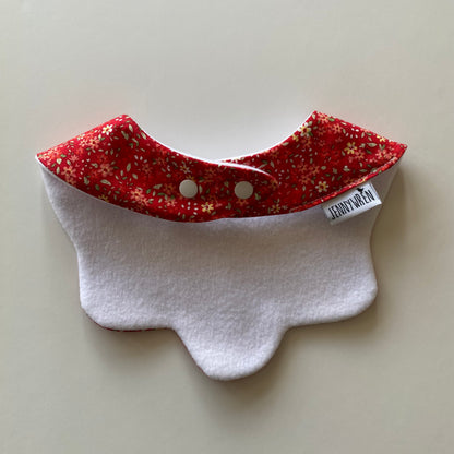 Red floral ditsy scallop bib