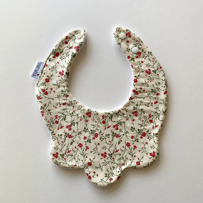 Cream vine floral scallop bib