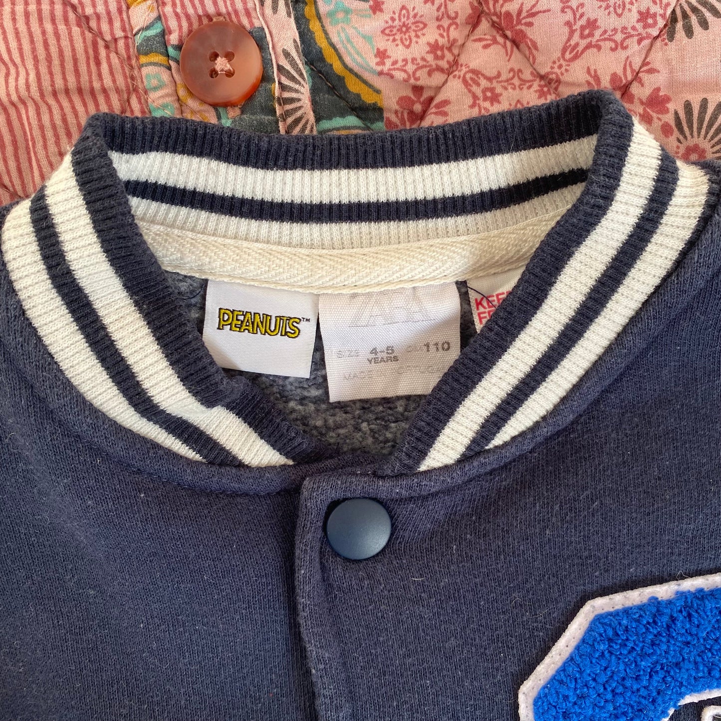 4-5Y Zara Peanuts navy varsity jacket
