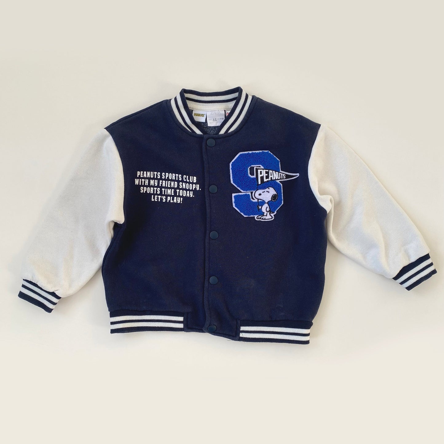 4-5Y Zara Peanuts navy varsity jacket