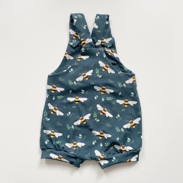Teal bee short dungarees