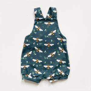 Teal bee short dungarees