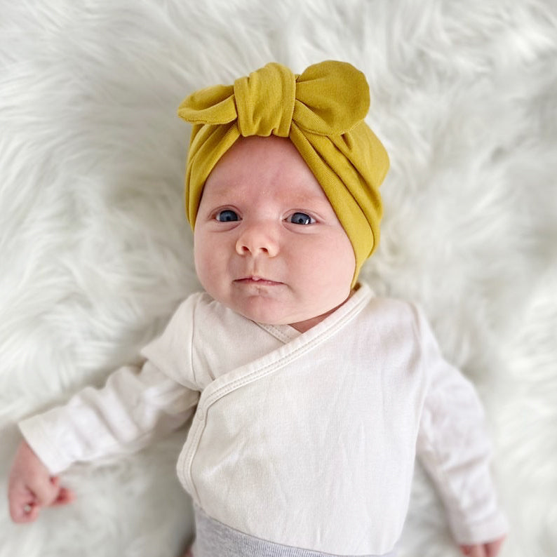 Mustard bow turban
