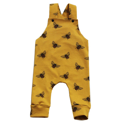 Mustard bee dungarees