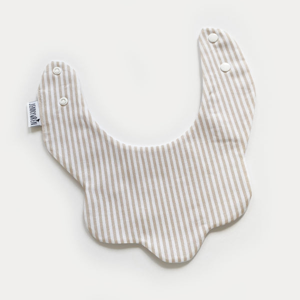 Beige stripe scallop bib