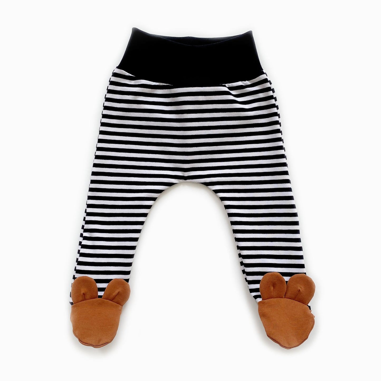 Black stripe rust bear footed leggings