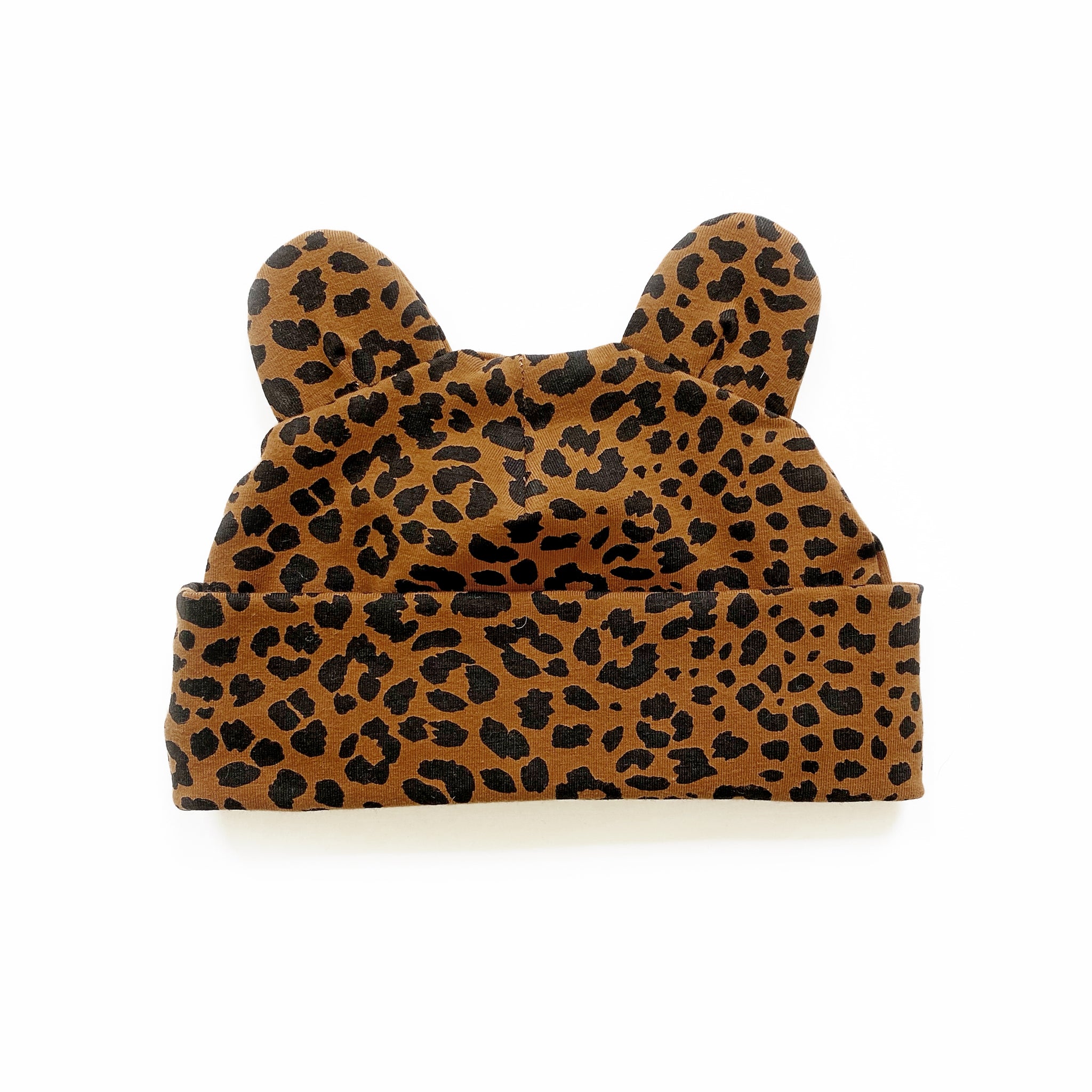 0-3 months Caramel leopard bear hat