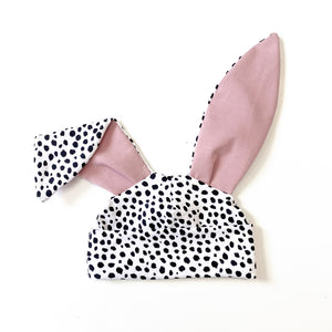 Dalmatian dots pink bunny hat
