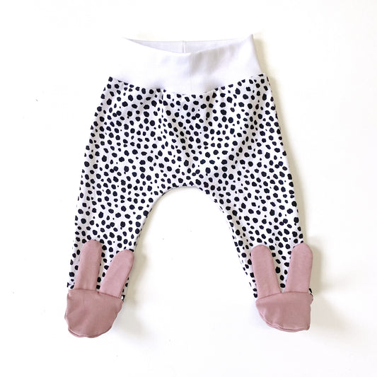 Dalmatian dots pink bunny footed leggings