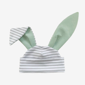 Grey stripe mint bunny hat