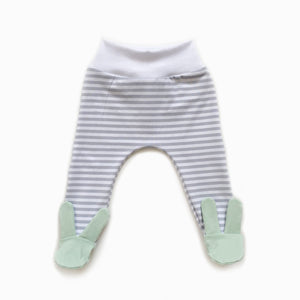 Grey stripe mint bunny footed leggings