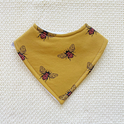 Mustard bee bandana bib