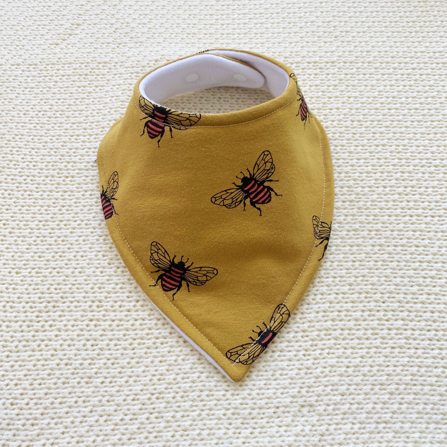 Mustard bee bandana bib