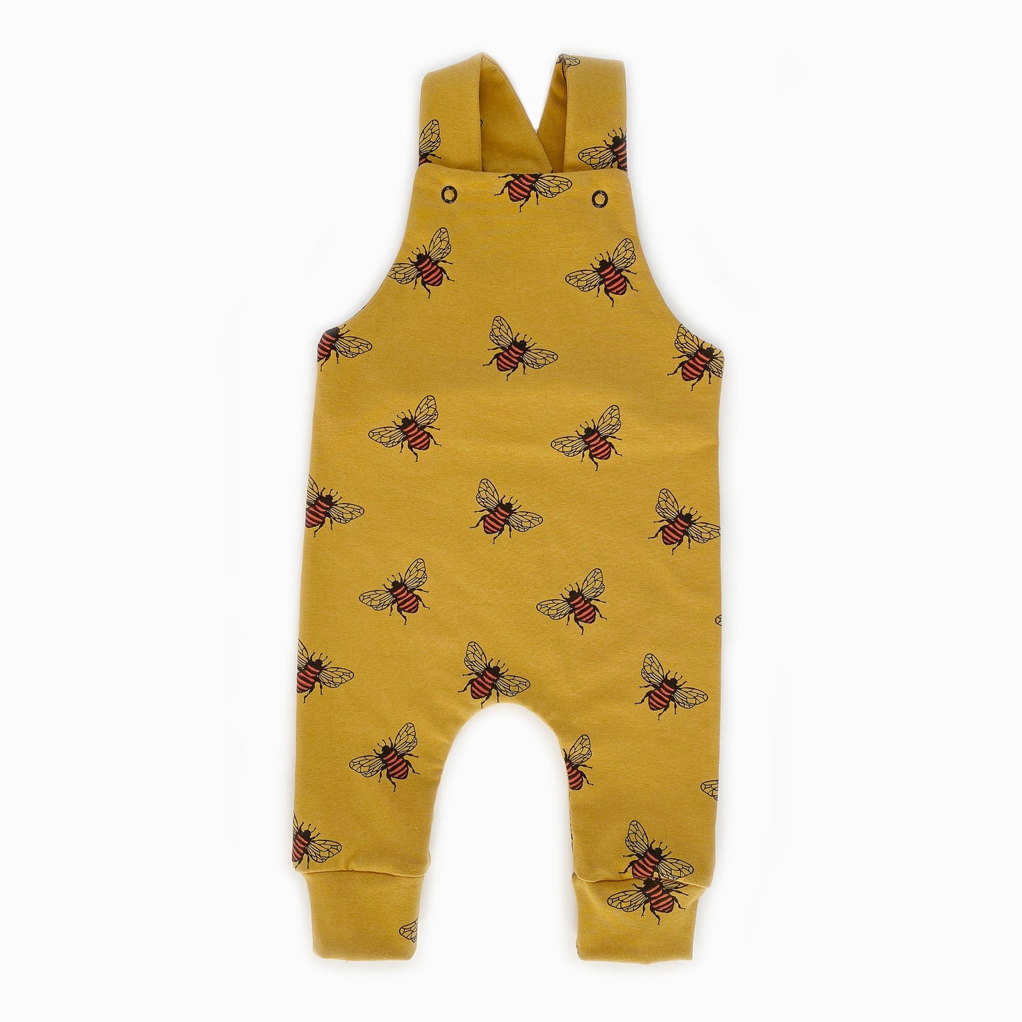 Mustard bee dungarees