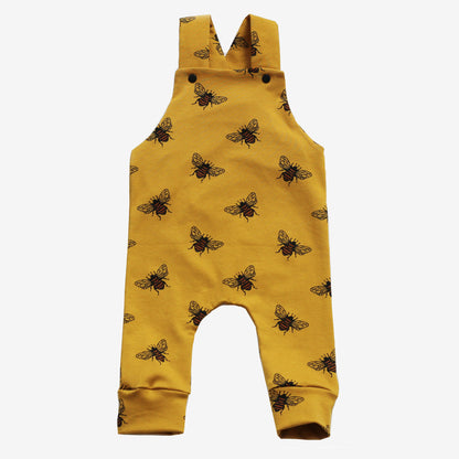 Mustard bee dungarees