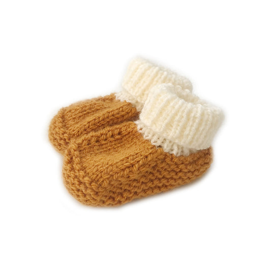 Knitted booties mustard