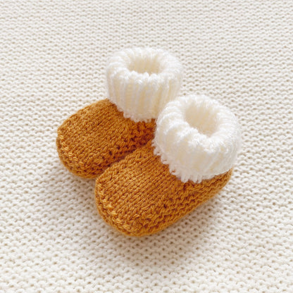 Knitted booties mustard