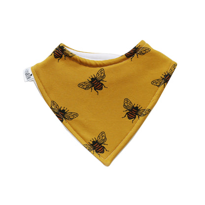 Mustard bee bandana bib