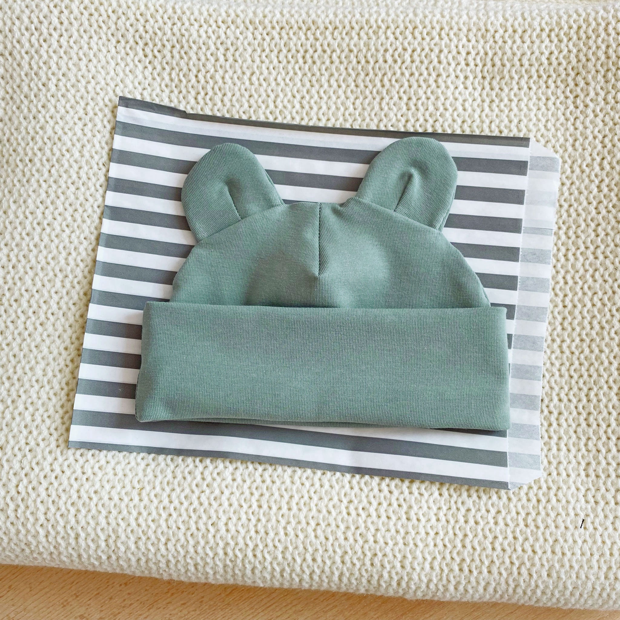Sage green bear hat