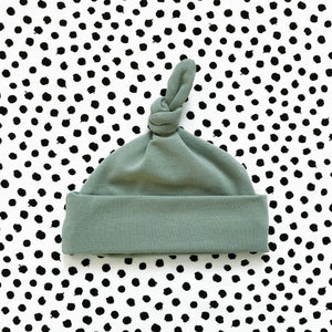 Sage green knot hat