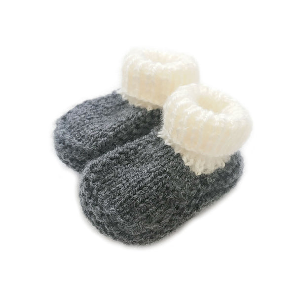Knitted booties dark grey