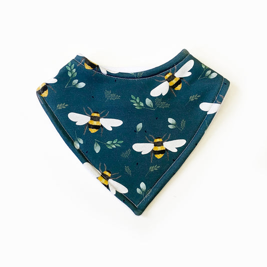 Teal bee bandana bib