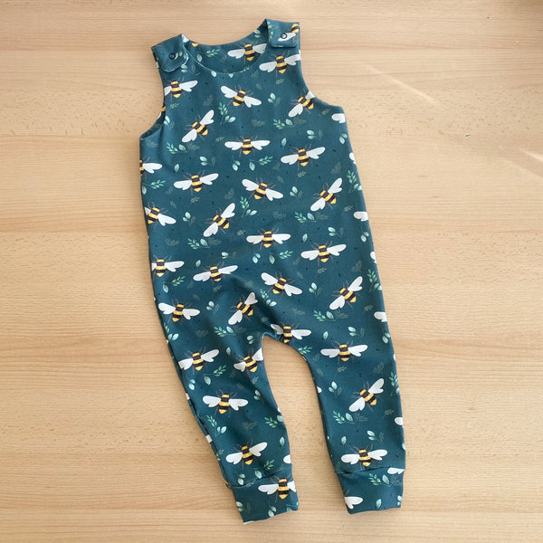 Teal bee romper
