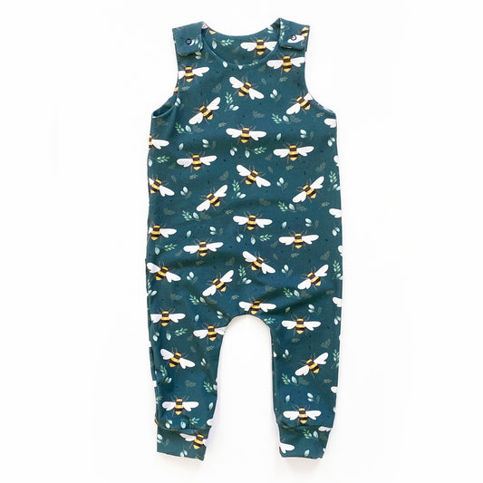 Teal bee romper